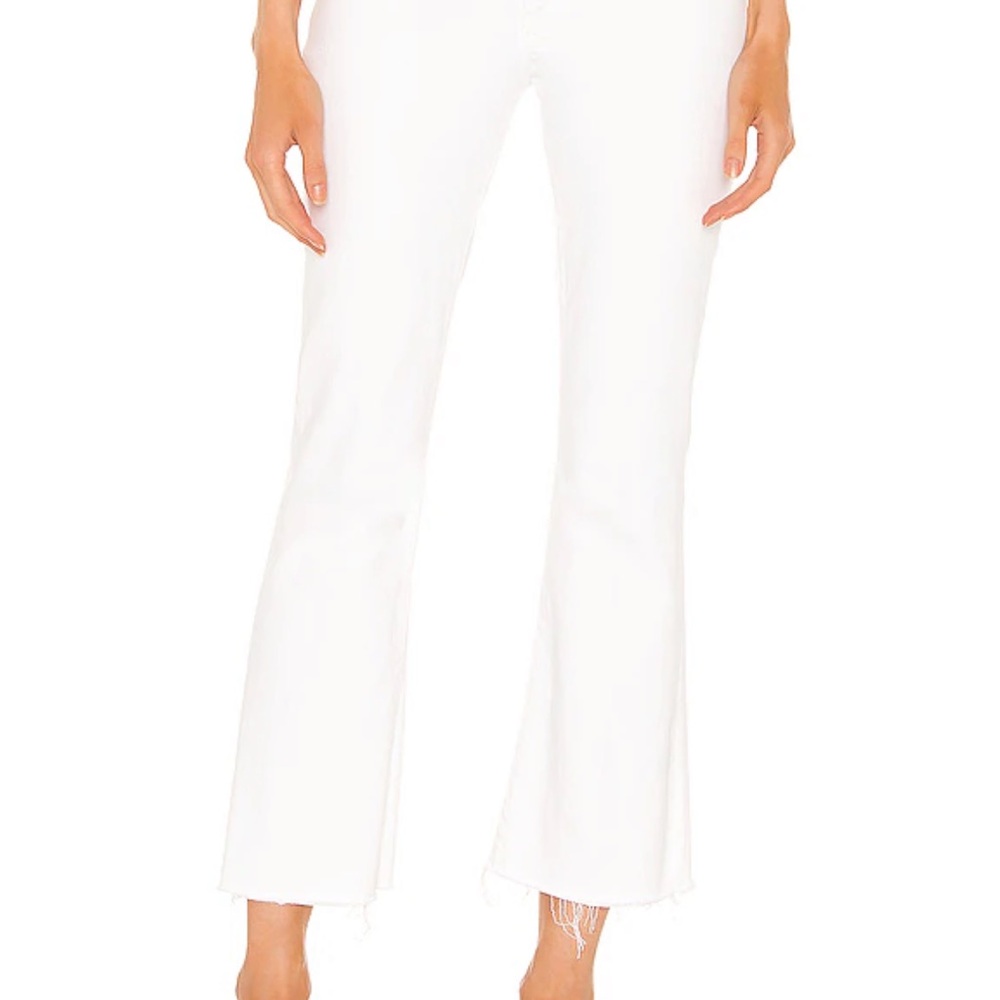 Mother the hustler white fray jeans